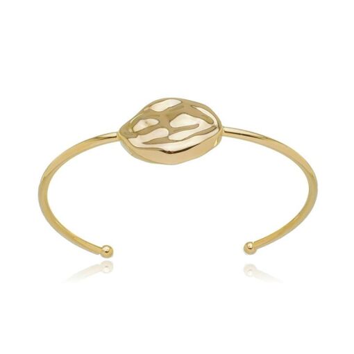 BRACELETE FIO COM PEÇA ORGÂNICA FECHADA DOURADO