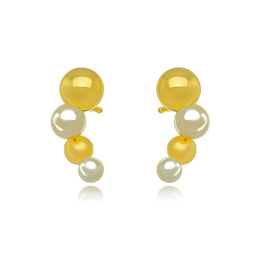 BRINCO EAR CUFF PÉROLAS DOURADO