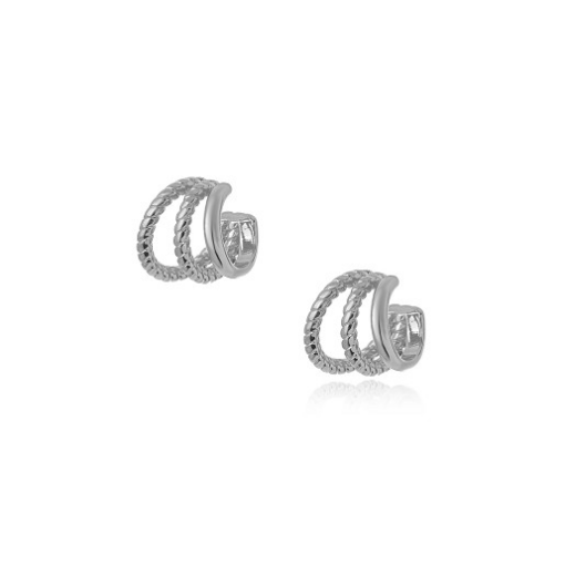 PIERCING TRIPLO DETALHADO LISO RÓDIO BRANCO