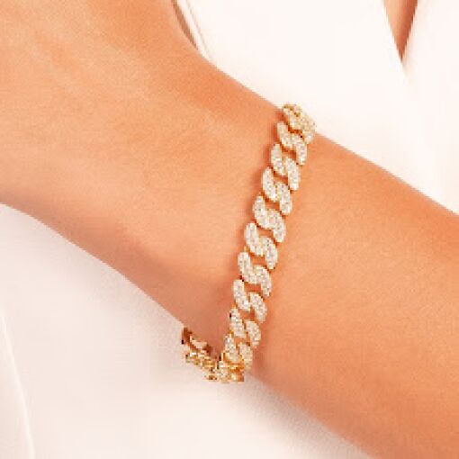 PULSEIRA ELOS GRUMET CRAVEJADO DOURADO