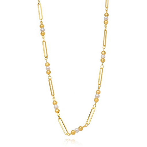 COLAR CHOKER PÉROLAS COM ELOS DOURADO