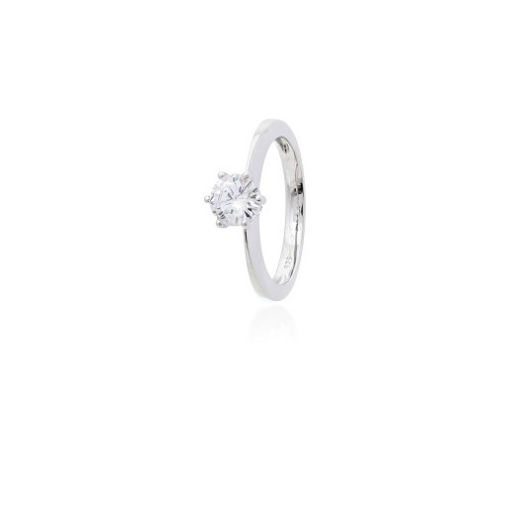 ANEL SOLITARIO 8 MM SEIS GARRAS PRATA TAM.21