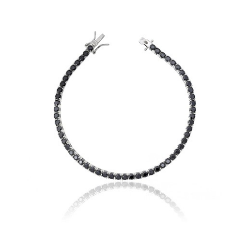 PULSEIRA RIVIERA ZIRCÔNIAS NEGRAS 4 GARRAS 3MM 19CM PRATA 925