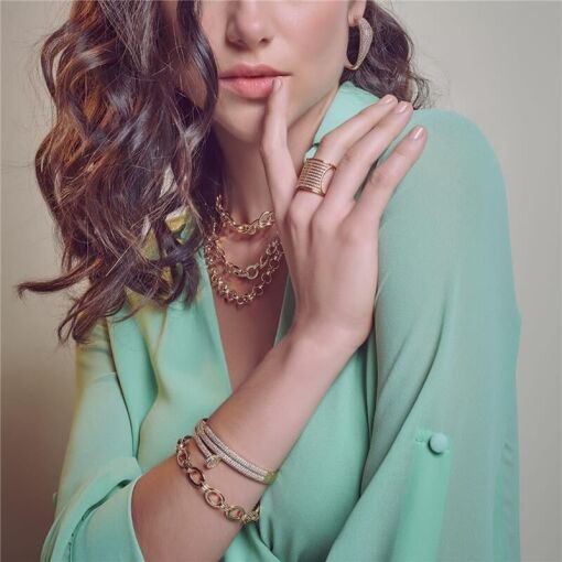 PULSEIRA COM ELOS LISOS E FECHO BOIA BANHADA A OURO