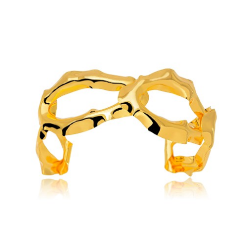 BRACELETE VAZADO DETALHADO LISO DOURADO