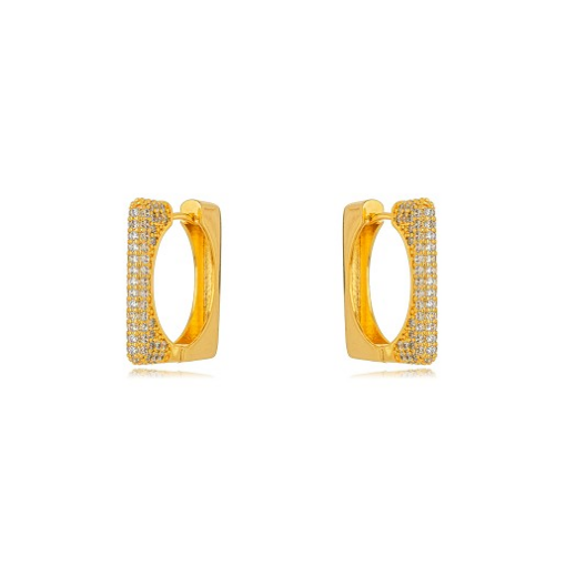 BRINCO ZIRCÔNIA ARGOLA PEQUENO QUADRADA DOURADO