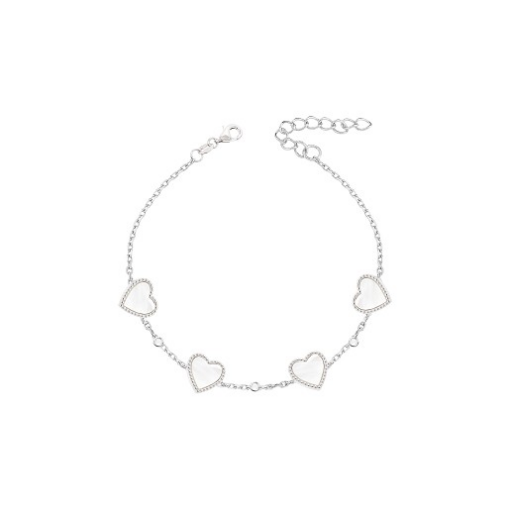 PULSEIRA CORAÇÕES MADREPÉROLA PRATA 925