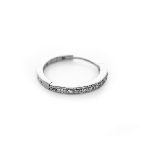 PIERCING ARGOLA CRAVEJADA NA MICRO ZIRCÔNIA RÓDIO BRANCO