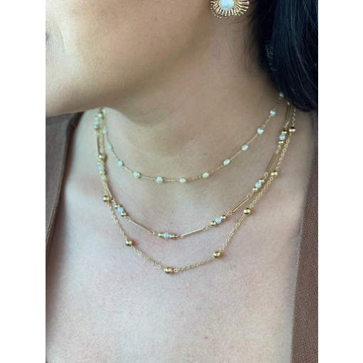 COLAR CHOKER PÉROLAS COM ELOS DOURADO