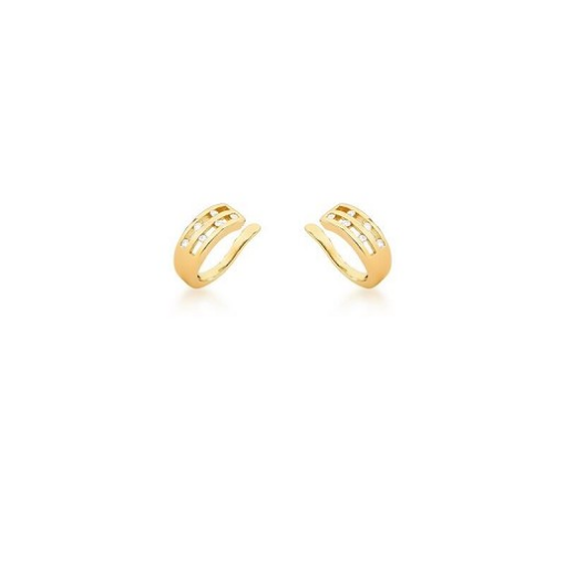 PIERCING DE ORELHA LISO E ZIRCÔNIAS BANHADO A OURO
