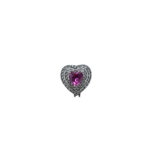CHARM CORAÇÃO COM PEDRA ROSA E CRAVEJADO