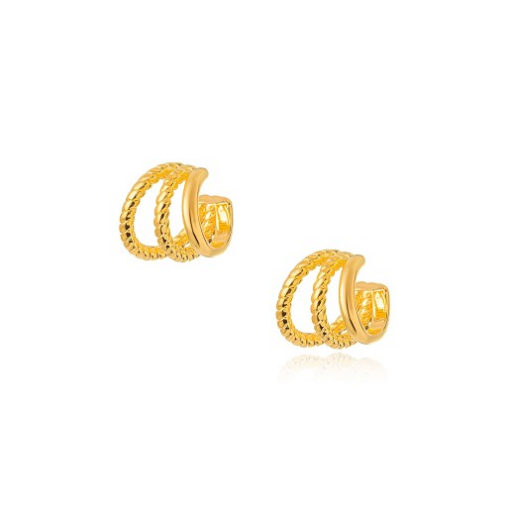 PIERCING TRIPLO DETALHADO LISO DOURADO