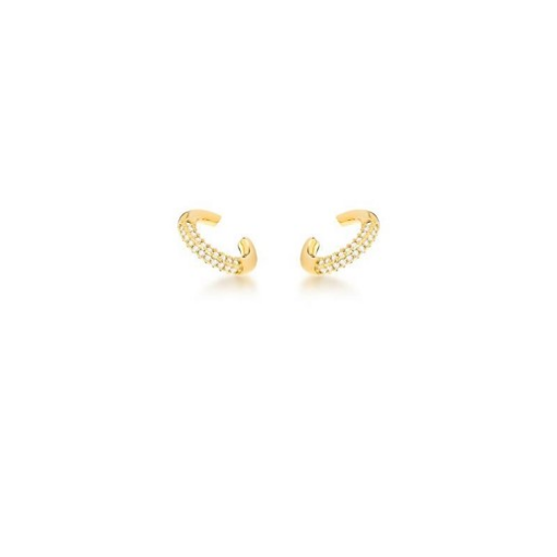PIERCING DE ORELHA CRAVEJADO DE ZIRCÔNIAS BANHADO A OURO
