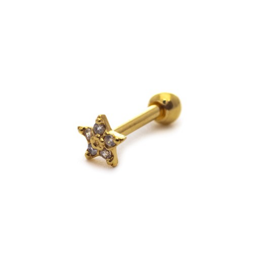 PIERCING ESTRELINHA COM CRAVEJADO DOURADO
