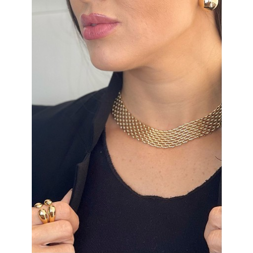 COLAR CHOKER MALHA DOURADO