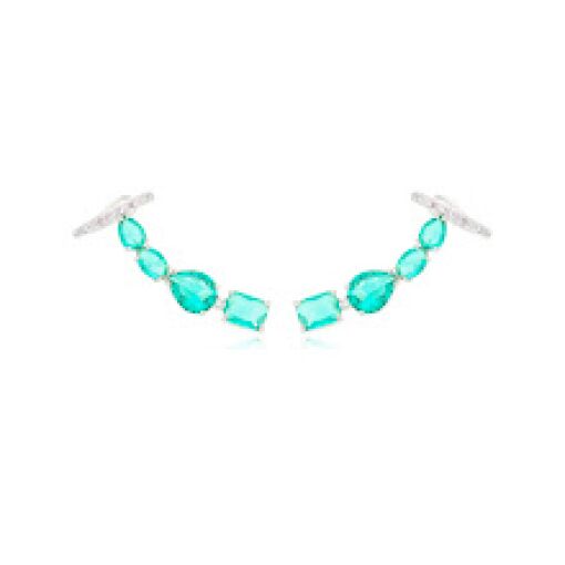 BRINCO EAR CUFF CRAVEJADO TURMALINA RÓDIO