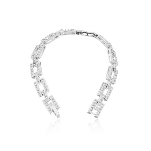 PULSEIRA ELOS QUADRADOS MICRO ZIRCÔNIA RÓDIO BRANCO