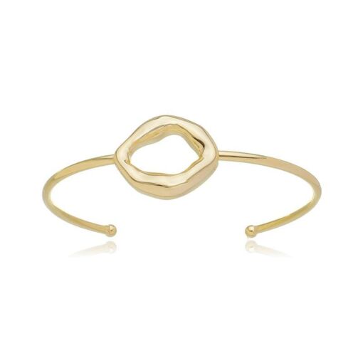 BRACELETE FIO FINO REDONDO COM PEÇA ORGÂNICA DOURADO