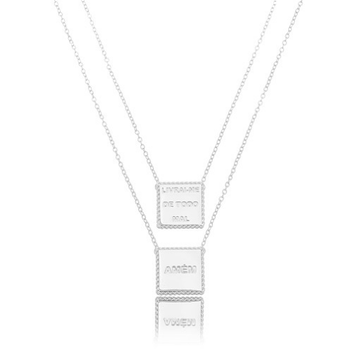 COLAR ESCAPULÁRIO DIVINO RÓDIO BRANCO