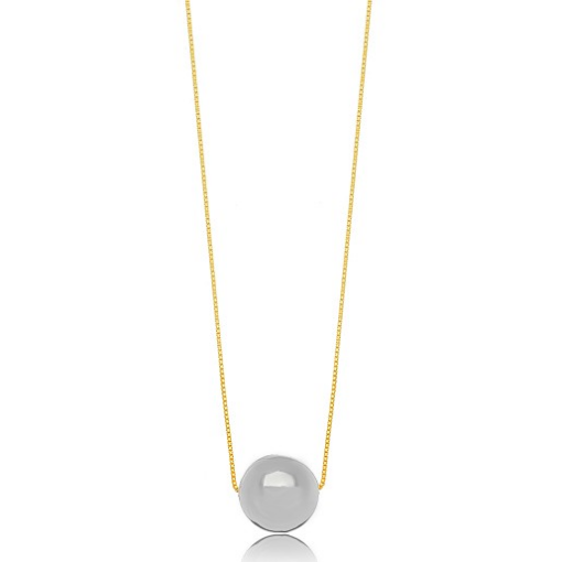 COLAR ESFERA LONGO RÓDIO BRANCO
