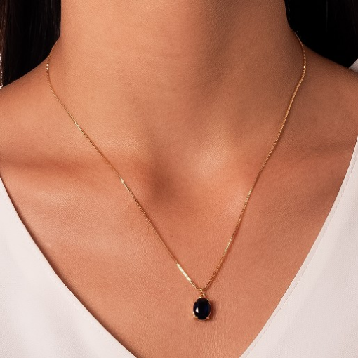 CONJUNTO OVAL SAFIRA DOURADO