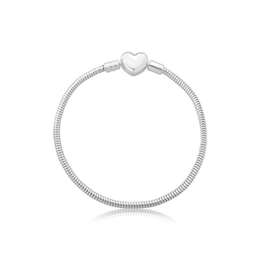 PULSEIRA FECHO CORAÇÃO LISO PRATA