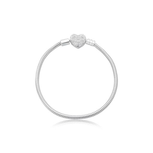 PULSEIRA FECHO CORAÇÃO CRAVEJADO PRATA