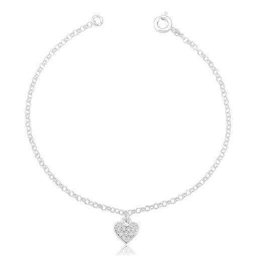 PULSEIRA PRATA CORAÇÃO CRAVEJADO