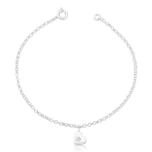 PULSEIRA PRATA CORAÇÃO C/PEDRA