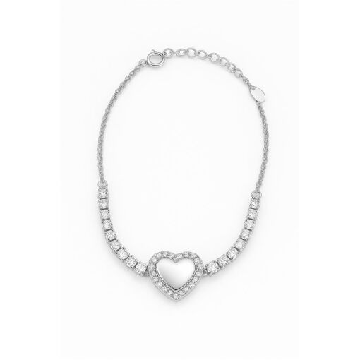 PULSEIRA DE PRATA CORAÇÃO AMOR PURO