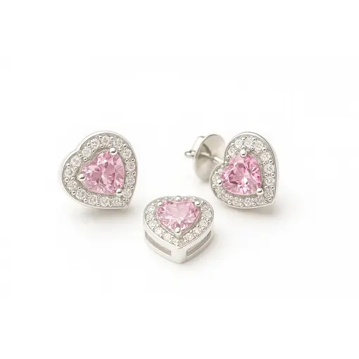 1094CONJ CORAÇÃO ROSA