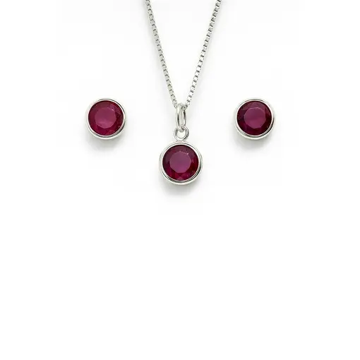 417CONJ PONTO DE LUZ COM ZIRCÔNIA MARGENTA