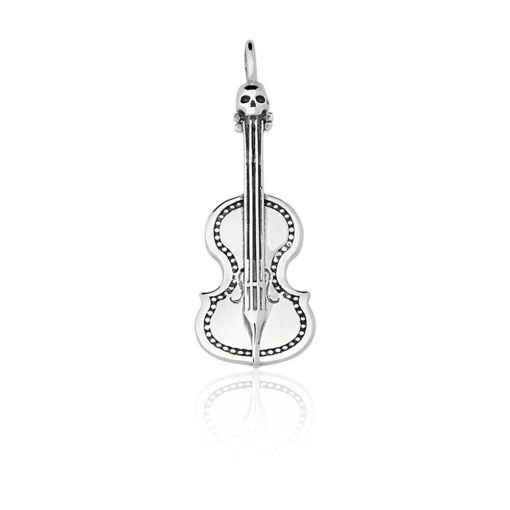 PINGENTE DE PRATA ENVELHECIDA VIOLINO COM CAVEIRA