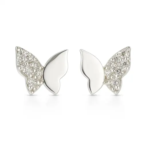 BR148 BORBOLETA METADE LISA METADE ZIRCÔNIA