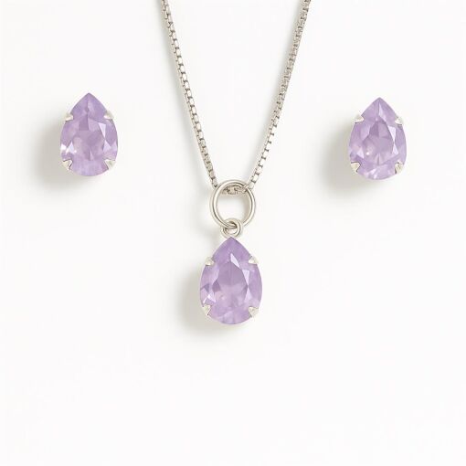 CONJUNTO DE PRATA GOTA LILÁS