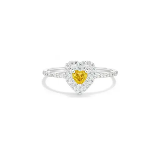 439ANEL DE PRATA CORAÇÃO AMARELO