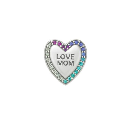 BERLOQUE DE PRATA CORAÇÃO LOVE MOM COM ZIRCÔNIA