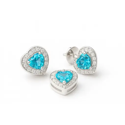 1093CONJ CORAÇÃO AGUA MARINHA