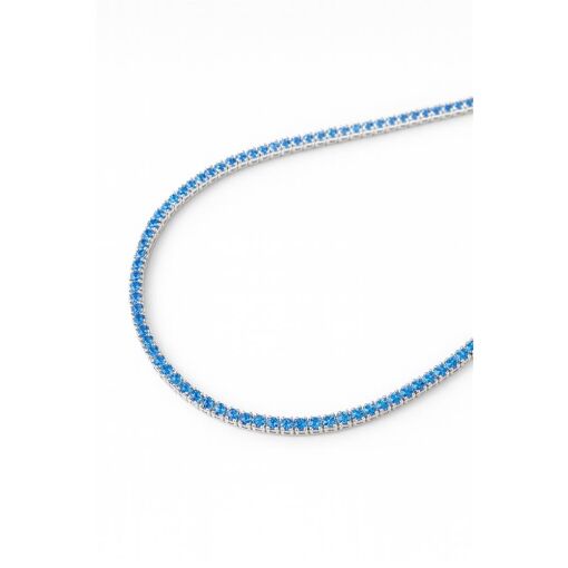 GARGANTILHA DE PRATA CHOKER RIVIERA AZUL