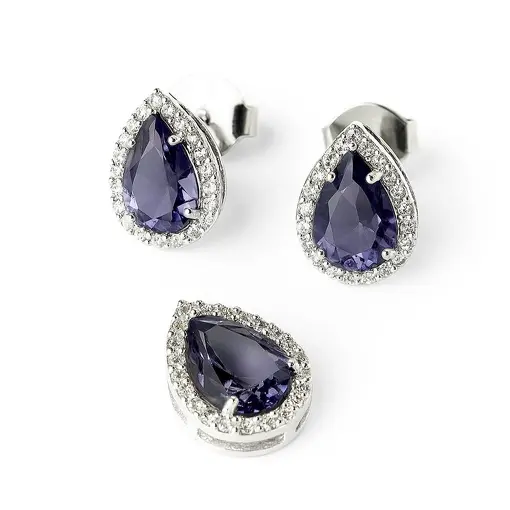 CONJ 257 GOTA AZUL COM ZIRCÔNIAS