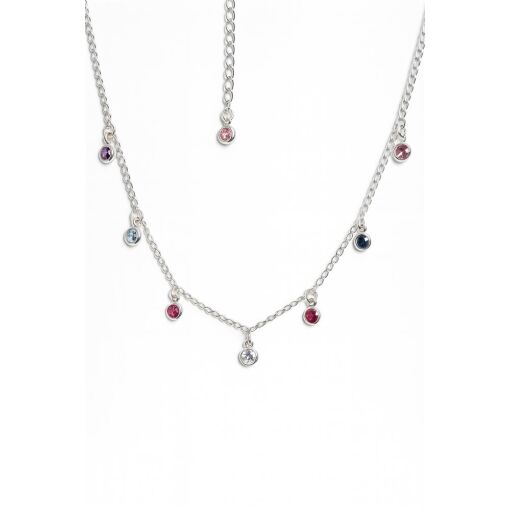 GARGANTILHA DE PRATA CHOKER ZIRCÔNIA COLORIDA