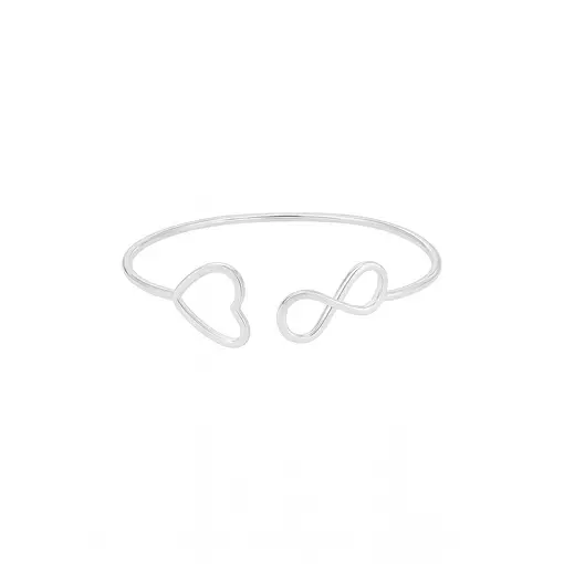 BRACELETE PRATA CORAÇÃO E INFINITO