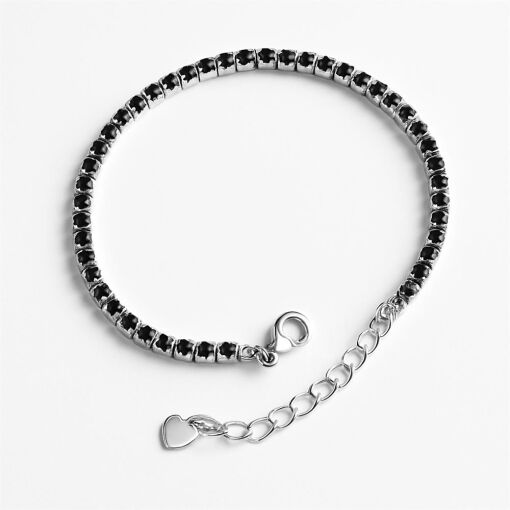 PULSEIRA DE PRATA RIVIERA PRETA