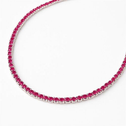 GARGANTILHA DE PRATA RIVIERA CHOKER ROSA