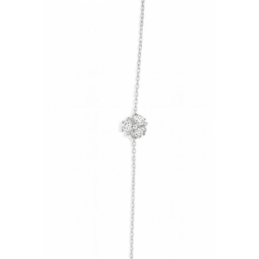 PULSEIRA PRATA TREVO COM PEDRAS
