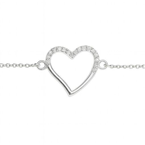 PULSEIRA DE PRATA CORAÇÃO VAZADO