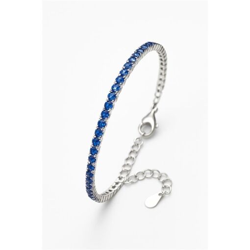 PULSEIRA DE PRATA RIVIERA COR SAFIRA