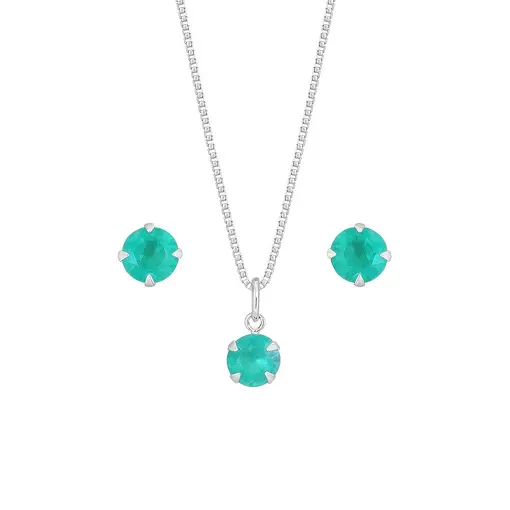 CONJUNTO DE PRATAN CRAVADO VERDE