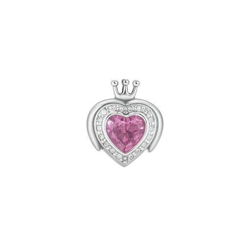 BERLOQUE DE PRATA CORAÇÃO COROA ROSA