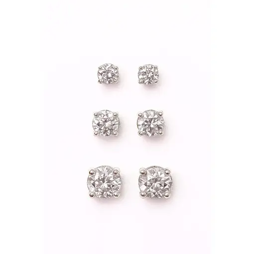 1158Trio zircônia redonda cravada - 3,4 e 5 MM